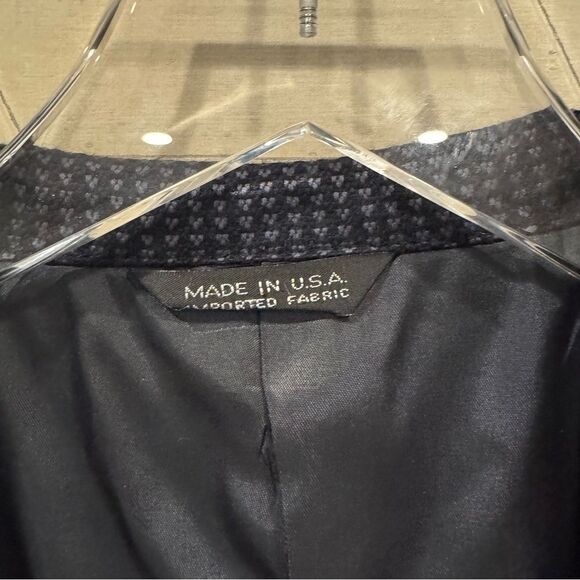 LANVIN Newman Marcus Mens Navy Blue Wool Solid 2-Button Blazer Jacket Vintage - Picture 2 of 8